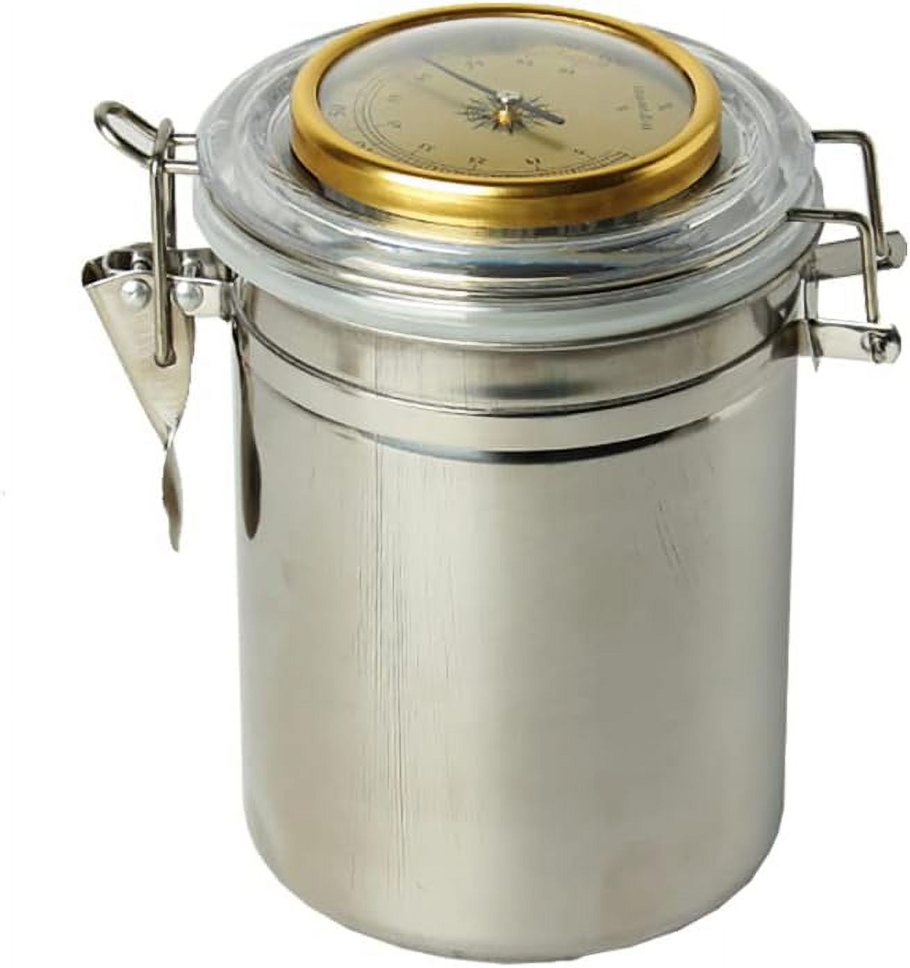 Stainless steel Humidor humiditer jar for Cigar Tabacco Coffee bean Tea Candy, Integrated Hygrometer round Humidifiter, Silver